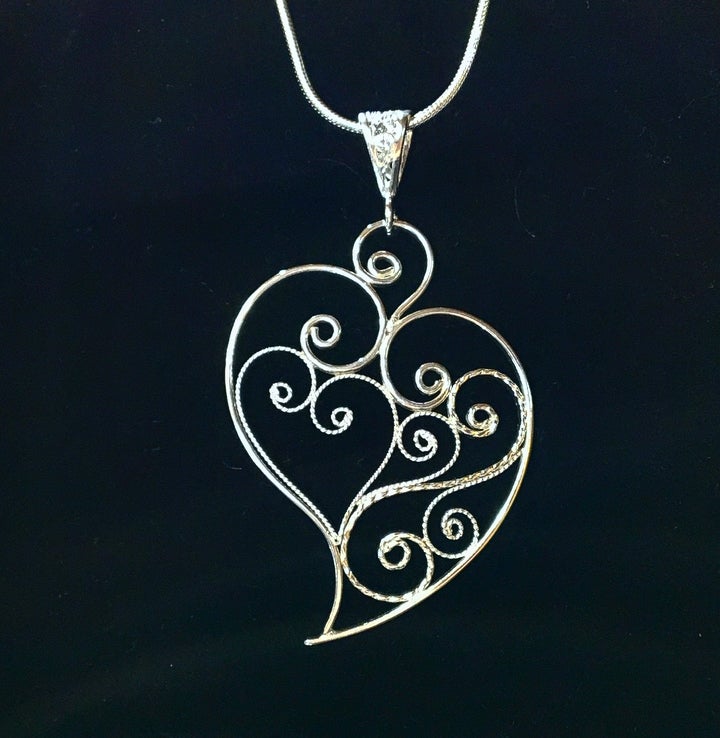 Heart Swirl Locket Necklace Sterling Silver